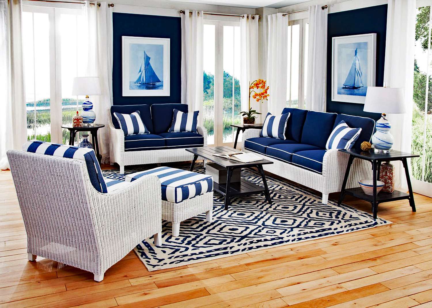 GIBRALTAR RATTAN LIVING ROOM SET