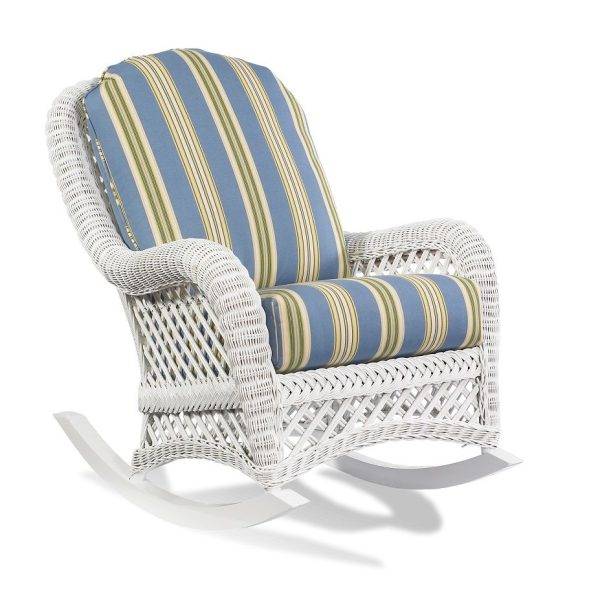 Ivory Coast White Rattan Rocker WPI-LN47