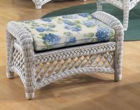 Ivory Coast White Rattan Ottoman WPI-LN5