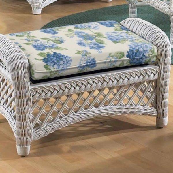 Ivory Coast White Rattan Ottoman WPI-LN5