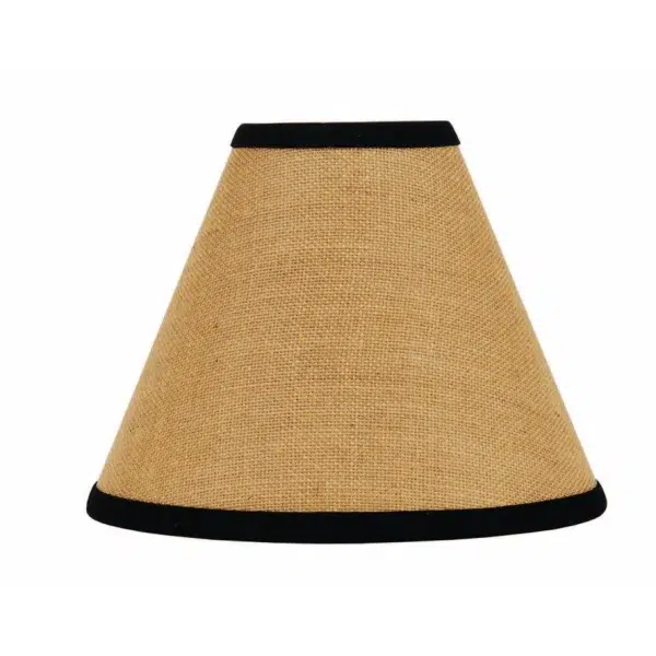 Rustic 16" burlap lampshade with black & wheat stripe – farmhouse lamp shade