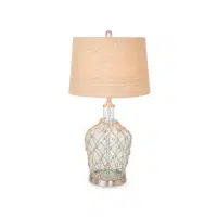 28" Bubble Glass Coastal Table Lamp with Burlap Shade