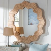 Bohemian Coastal Scallop Large Rattan Accent Mirror