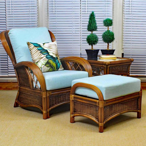 Bali Rattan Chair and Ottoman