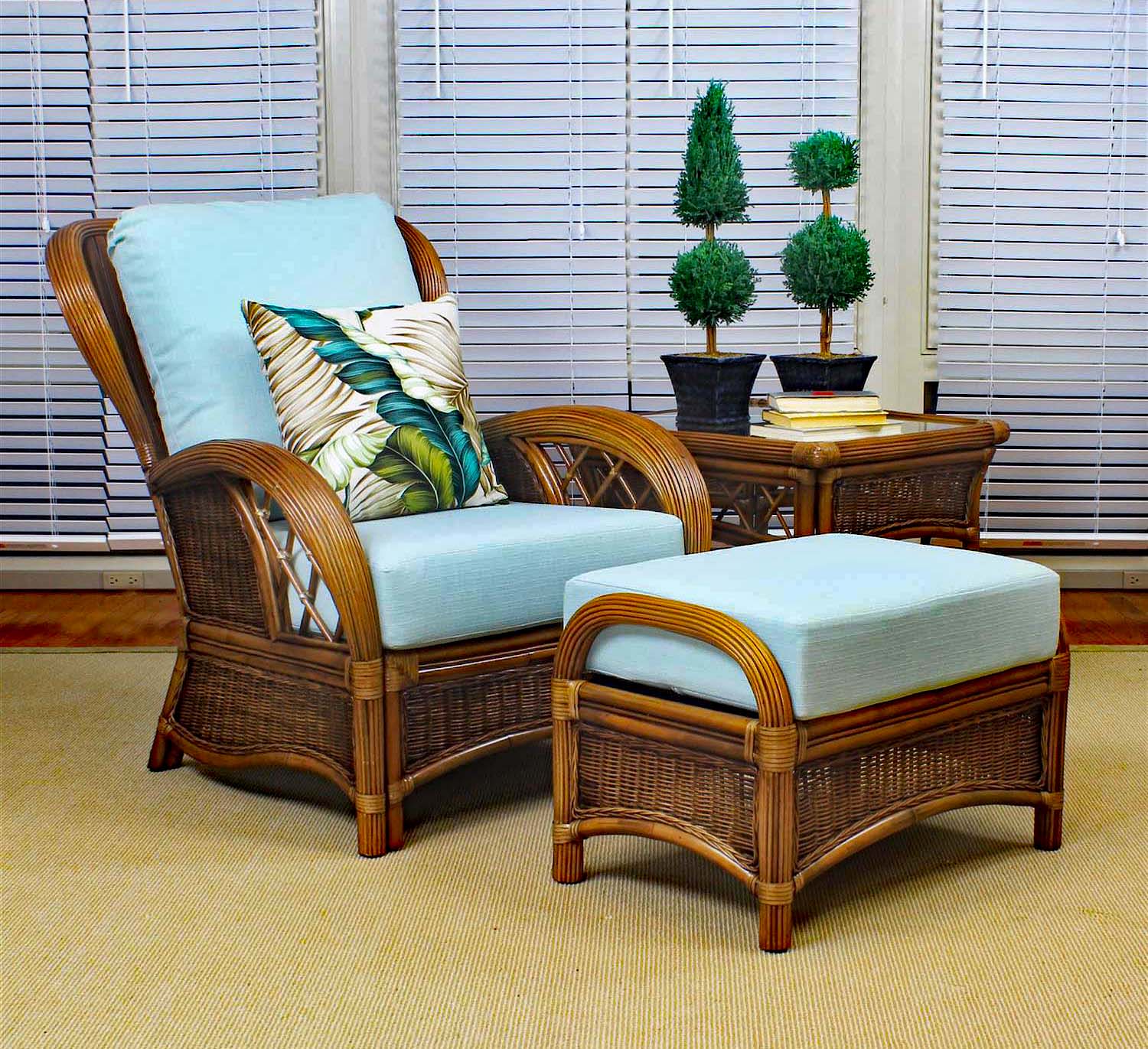 Bali Rattan Chair and Ottoman