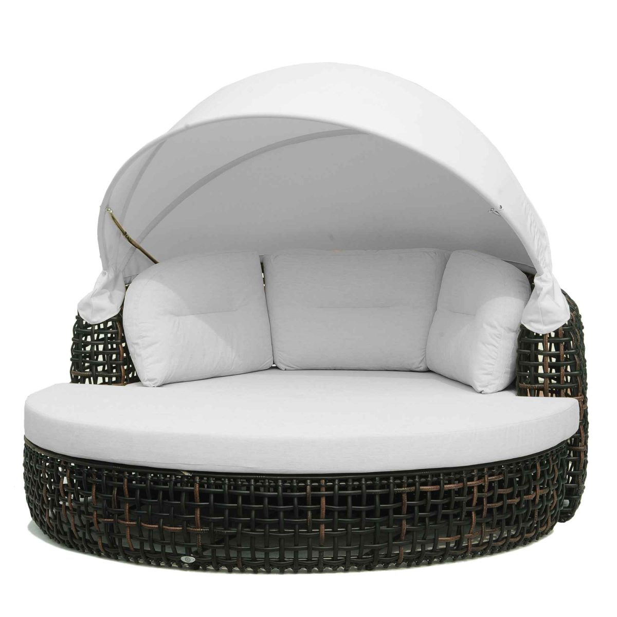 Dynasty Outdoor Daybed with Canopy in Black Mushroom Finish