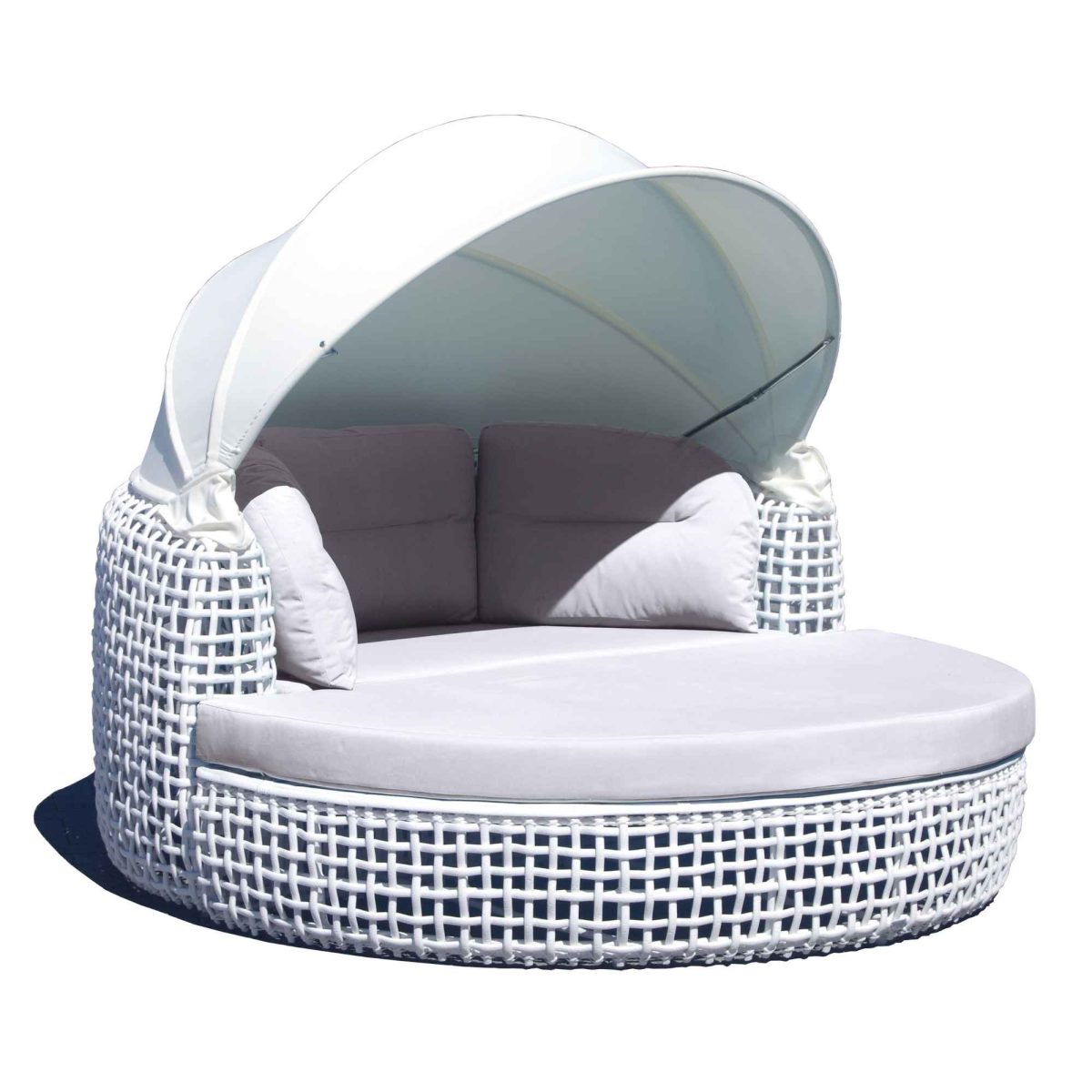 Dynasty Outdoor Daybed with Canopy in White Mushroom Finish