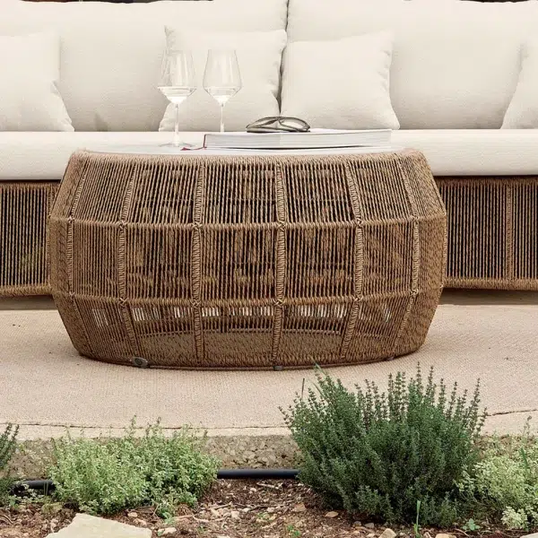Calixto Outdoor Coffee Table with Glass Model 24214-NTH-GL by Skyline Design