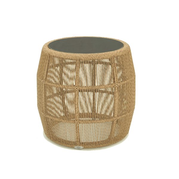 Calixto Outdoor Side Table with Glass Model 23833-NTH-GL by Skyline Design