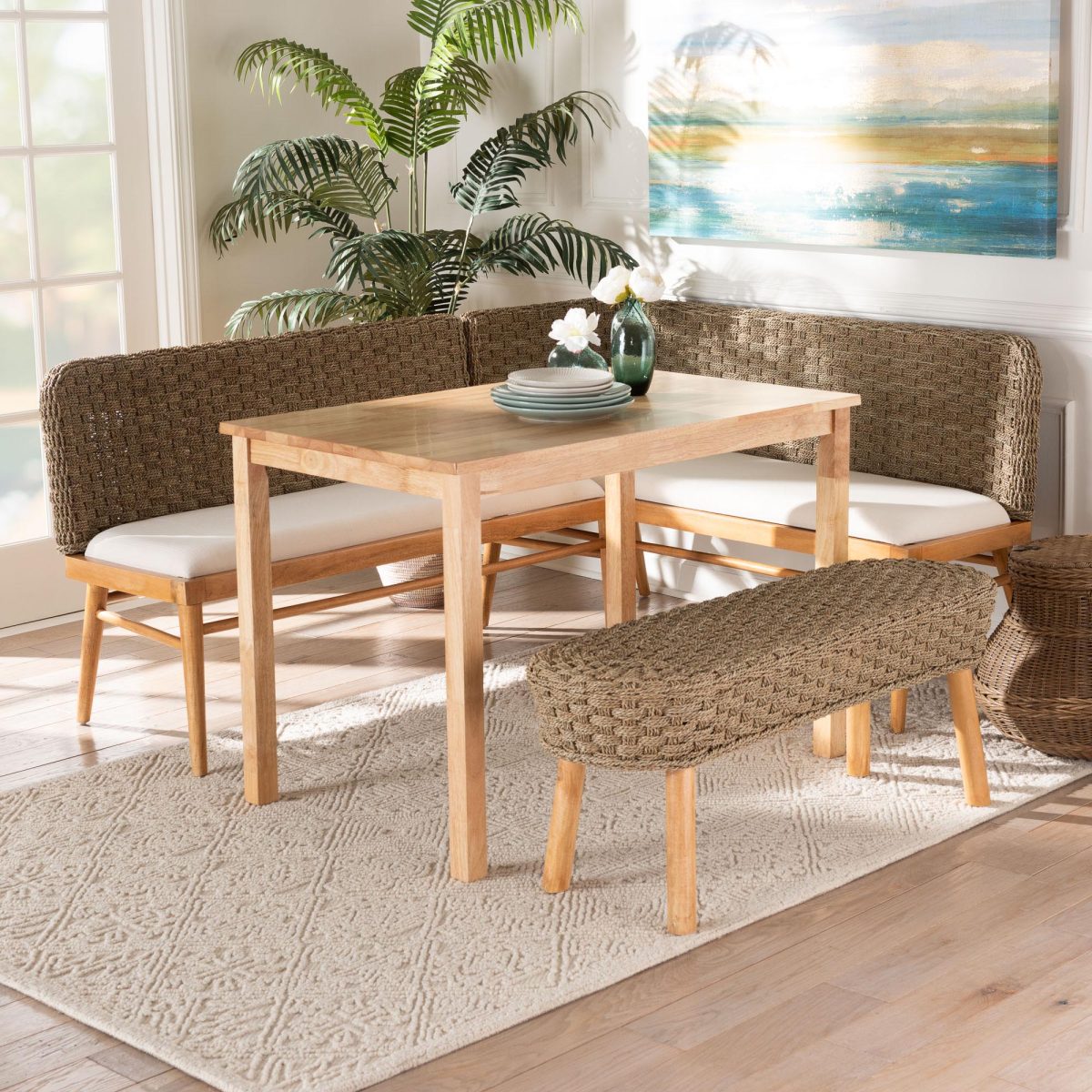 DENVER 4 PC RATTAN DINING NOOK SET