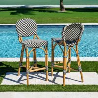 Panama Jack Nerea Counter Stools Set in Black and White Rattan