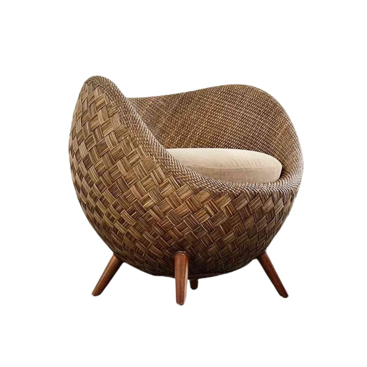 Panama Jack South Seas Revival Occasional Chair in natural wicker with beige cushion
