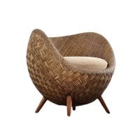 Panama Jack South Seas Revival Occasional Chair in natural wicker with beige cushion