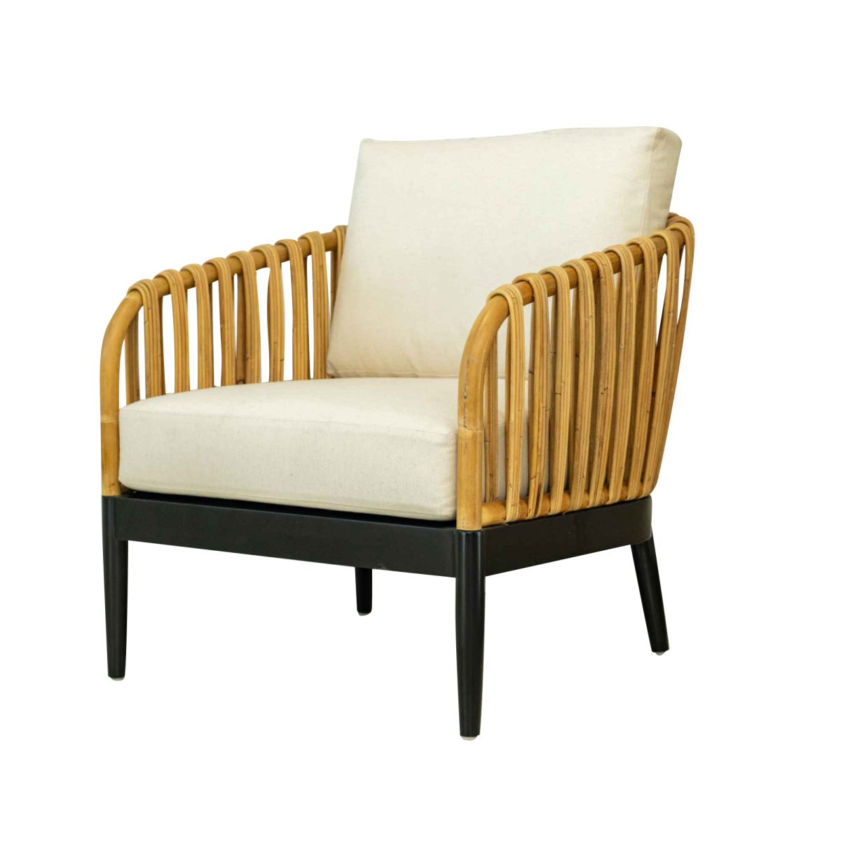 Panama Jack Java Lounge Chair with black wood frame and natural pencil rattan