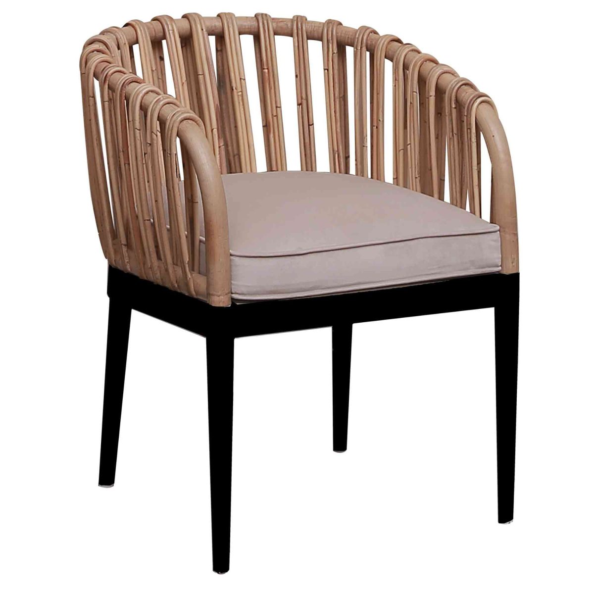 Panama Jack Java Dining Chair with Black Frame and Natural Pencil Rattan