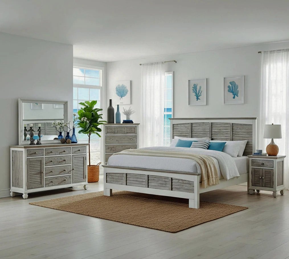 Islamorada Coastal Style 6-Drawer 2-Door Dresser  Elegant Storage